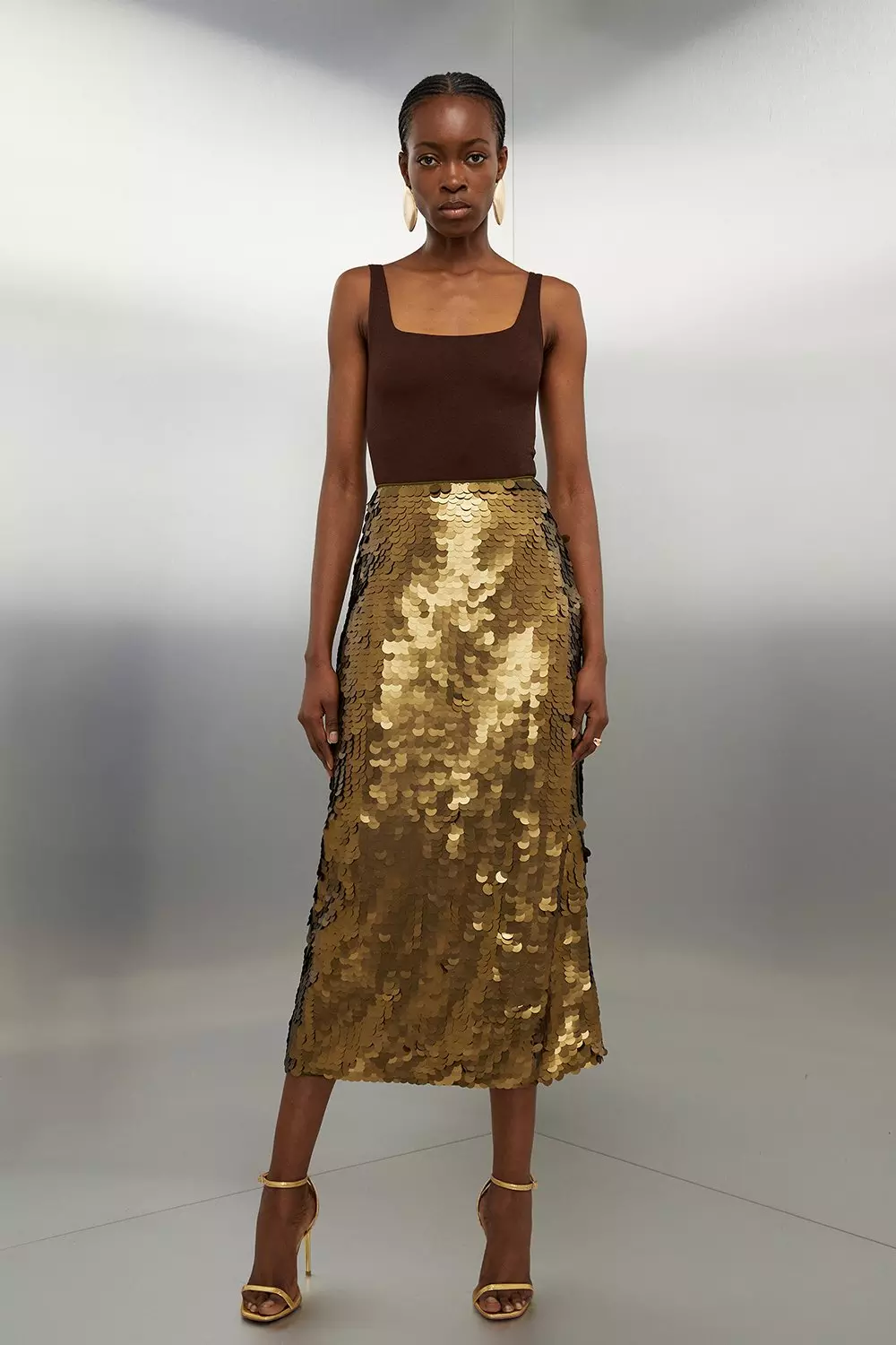 Karen millen 2025 metallic pleated skirt